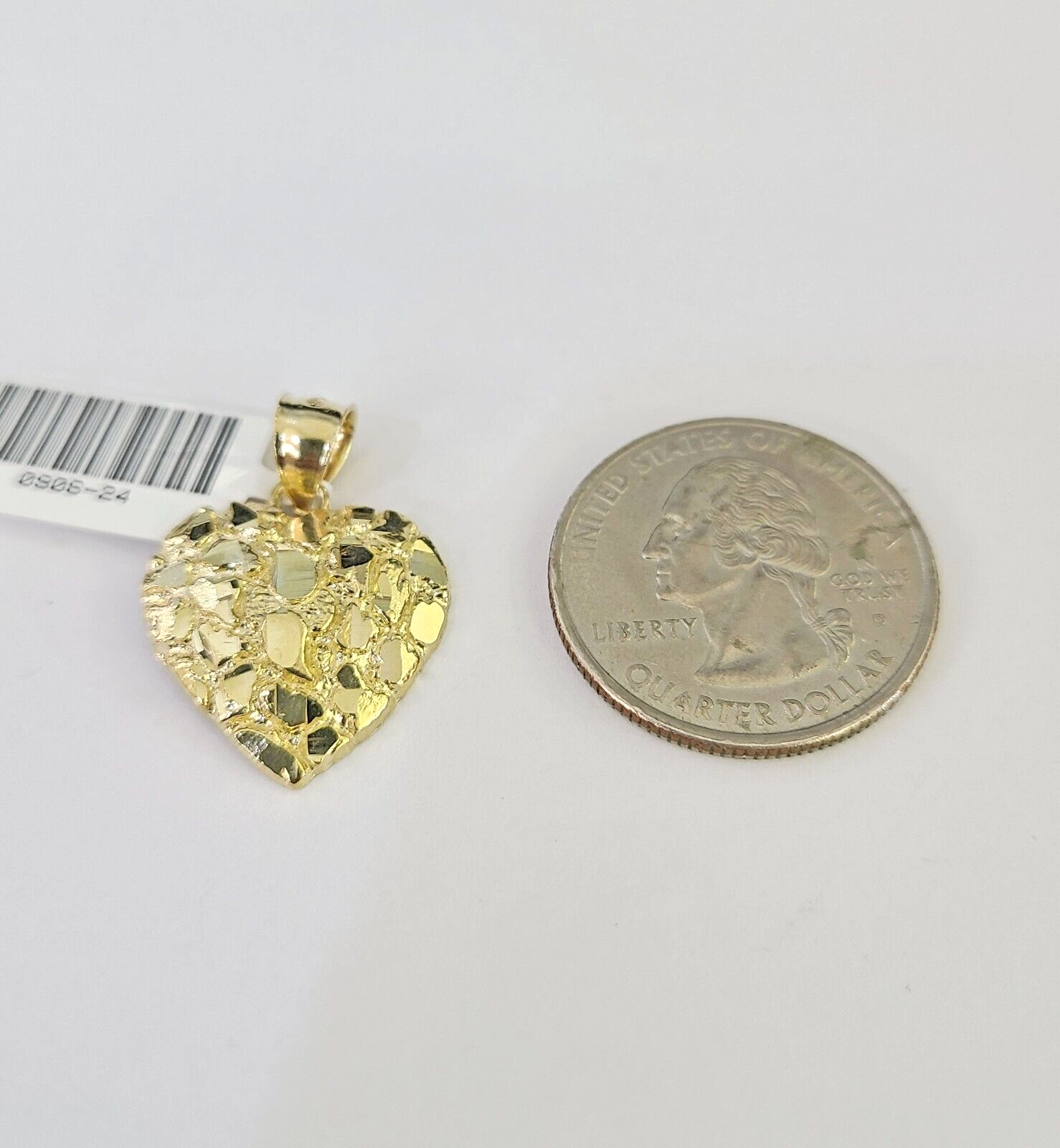 10k Solid Rope Chain 2mm Nugget Heart Pendant Charm Necklace SET 16"-22" Ladies